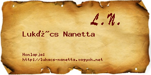 Lukács Nanetta névjegykártya